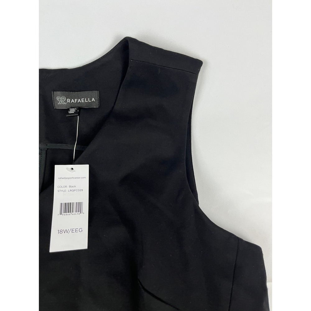 Rafaella Black Sleeveless V-Neck Knee Length Dress Women's Plus Size 18W